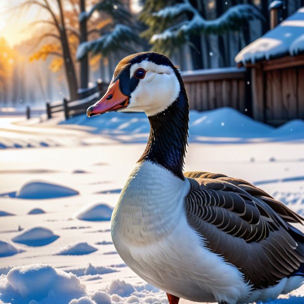 Photo d'un cri d'oie dans la neige