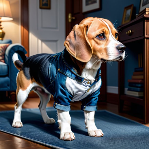 Drawing of a beagle in a jeans in the house