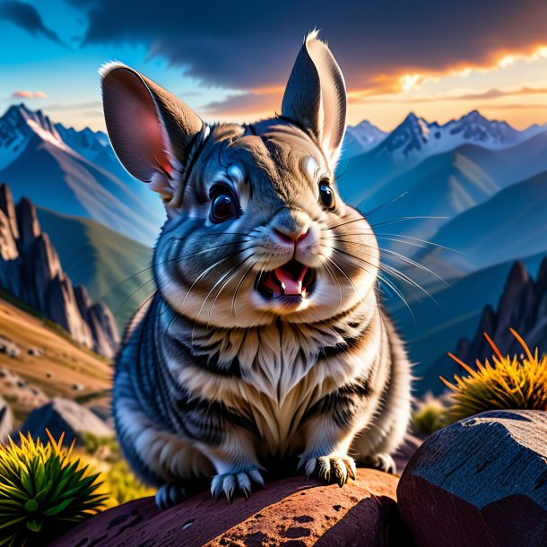 Photo of a threatening of a chinchillas in the mountains