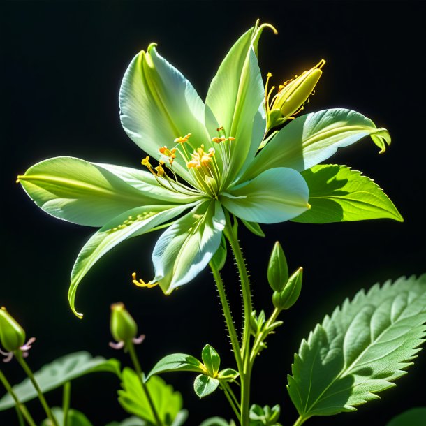 Représentant une columbine verte de pois