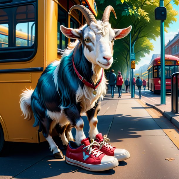 Drawing of a goat in a shoes on the bus stop