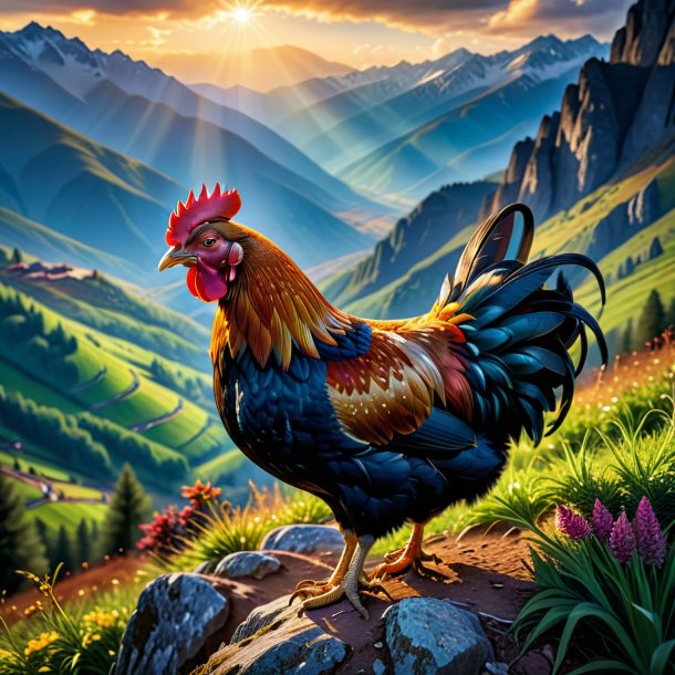 Photo of a crying of a hen in the mountains