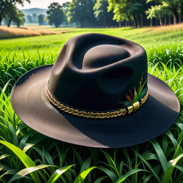 Foto de un sombrero negro de hierba