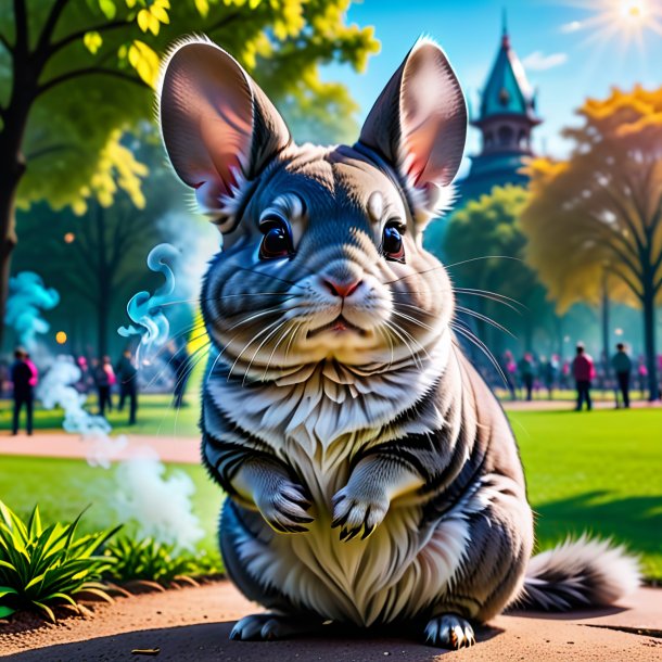 Picture of a smoking of a chinchillas in the park