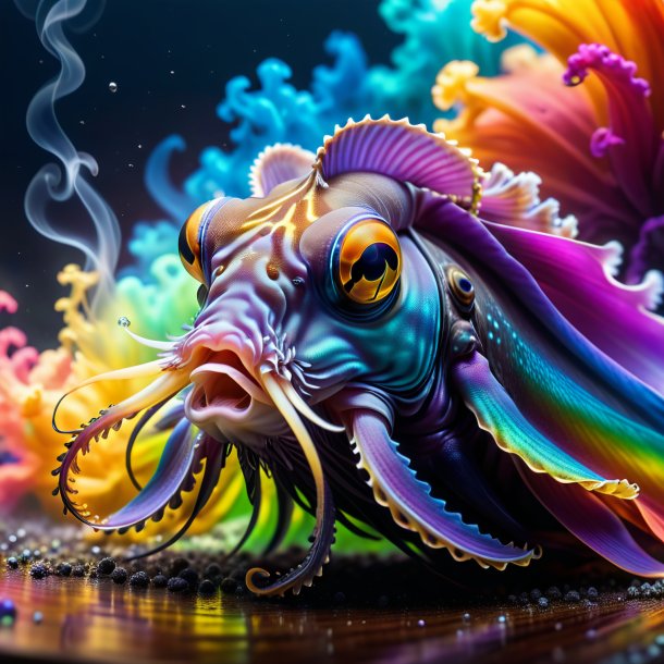 Pic of a smoking of a cuttlefish on the rainbow