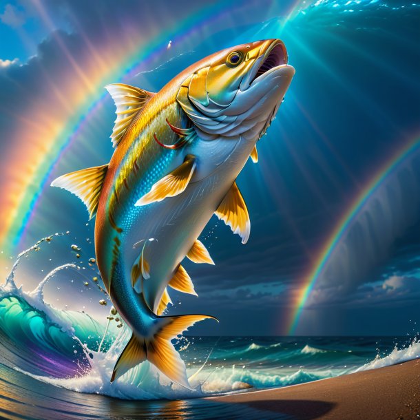 Picture of a dancing of a haddock on the rainbow