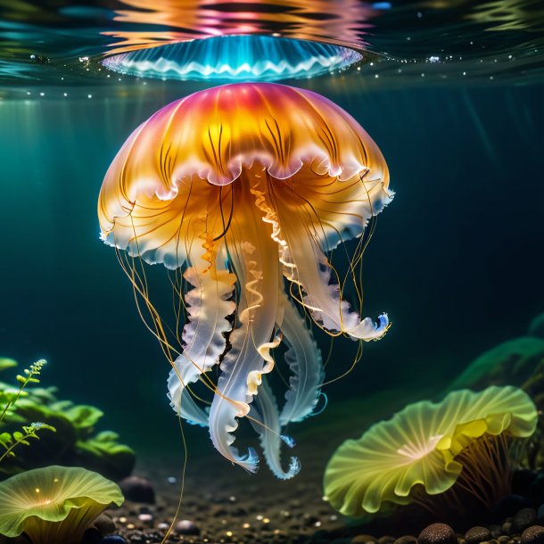 Image of a jellyfish in a coat in the river