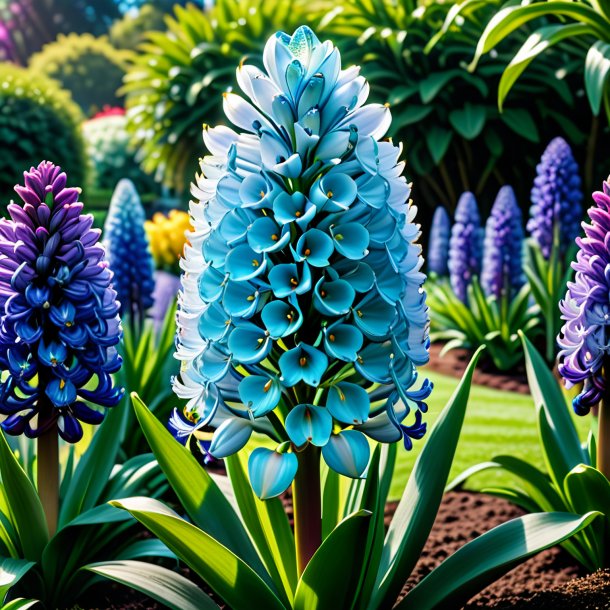 "imagery of a aquamarine hyacinth, garden"