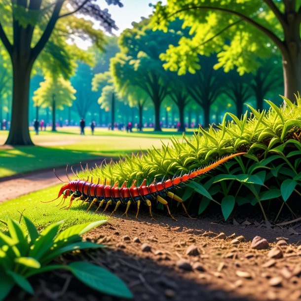 Pic d'une attente d'un centipede dans le parc