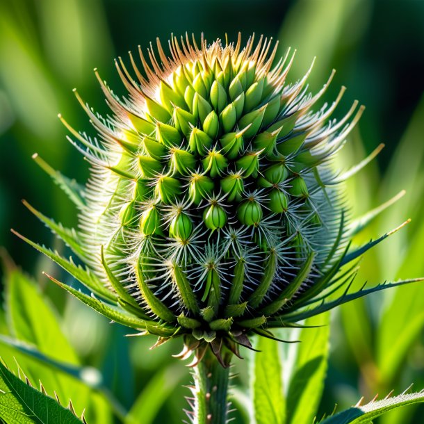 Fotografia de um teasel verde de ervilha