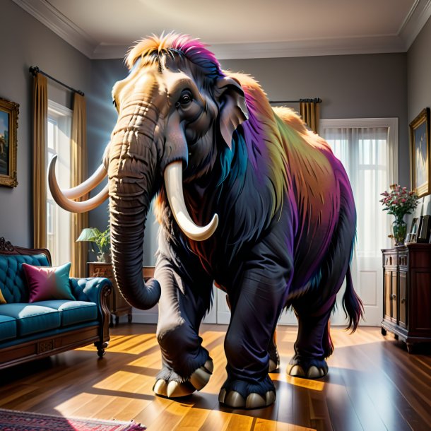 Image of a mammoth in a trousers in the house