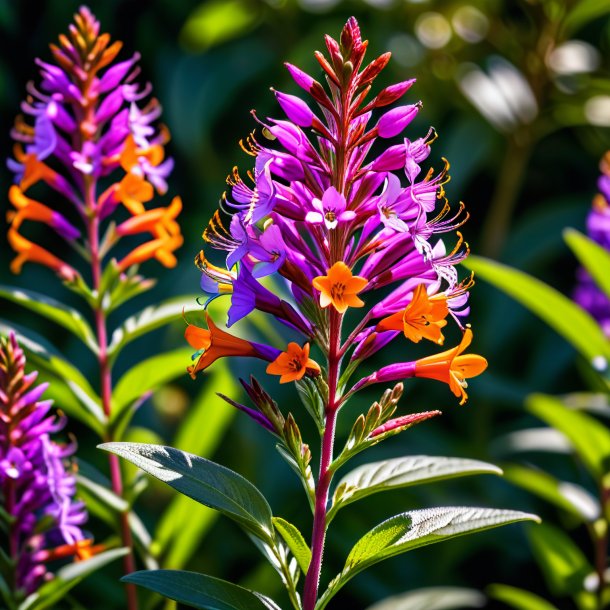 "pic of a orange willowherb, purple"