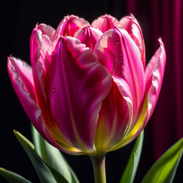 Depiction of a hot pink tulip