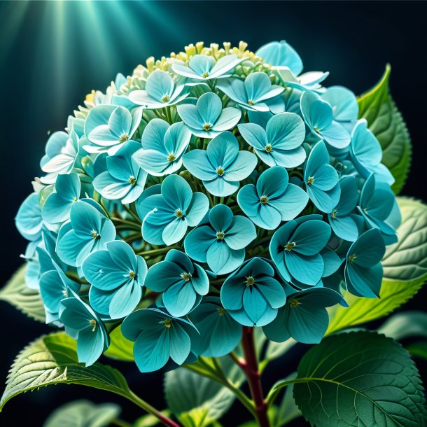 Drawing of a aquamarine hortensia