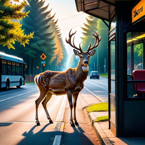 Photo d'une menace de cerf sur l'arrêt de bus