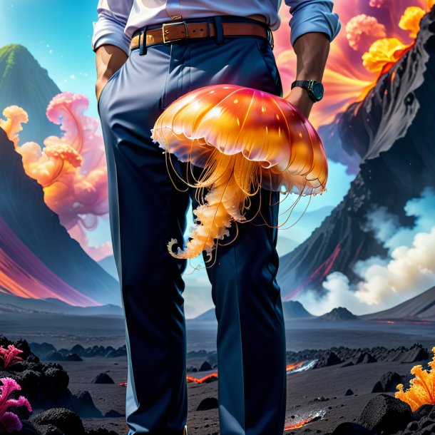 Picture of a jellyfish in a trousers in the volcano