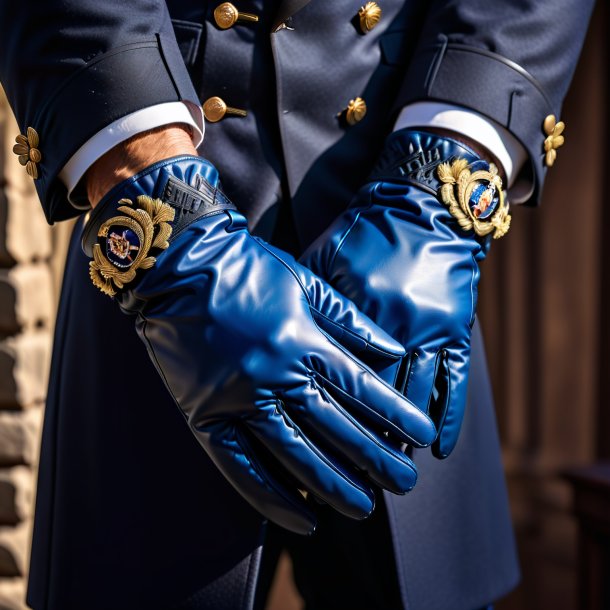 Portrait of a navy blue gloves from stone