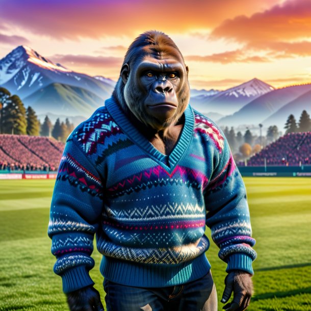 Pic of a gorilla in a sweater on the field