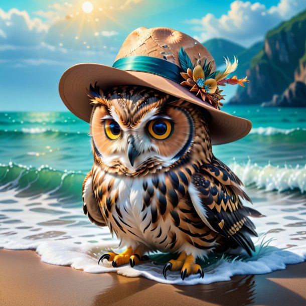 Image of a owl in a hat in the sea