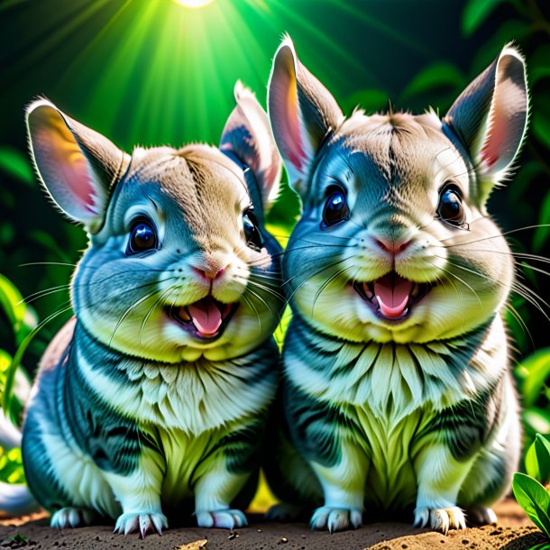 Imagen de un verde chinchillas sonrientes