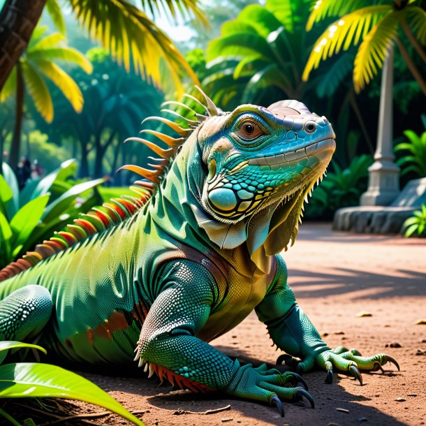 Photo of a waiting of a iguana in the park