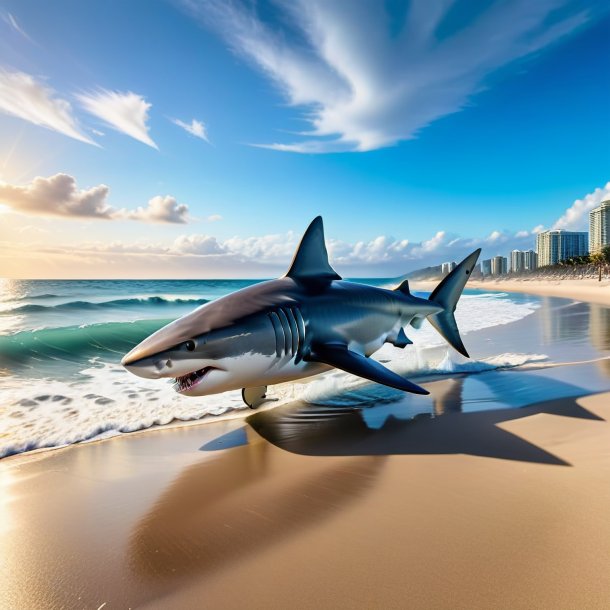 Foto de un juego de un tiburón en la playa