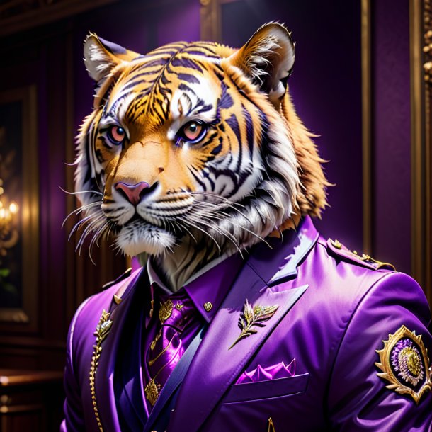 Picture of a tiger in a purple jacket