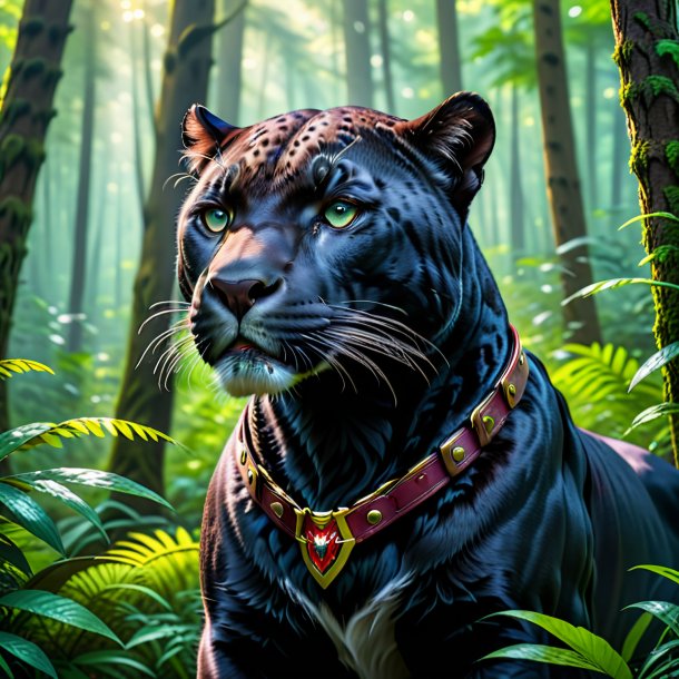 Photo of a panther in a belt in the forest