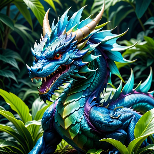 Depicting of a blue dragon-plant