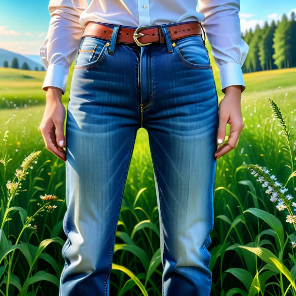 Image of a mol in a jeans in the meadow