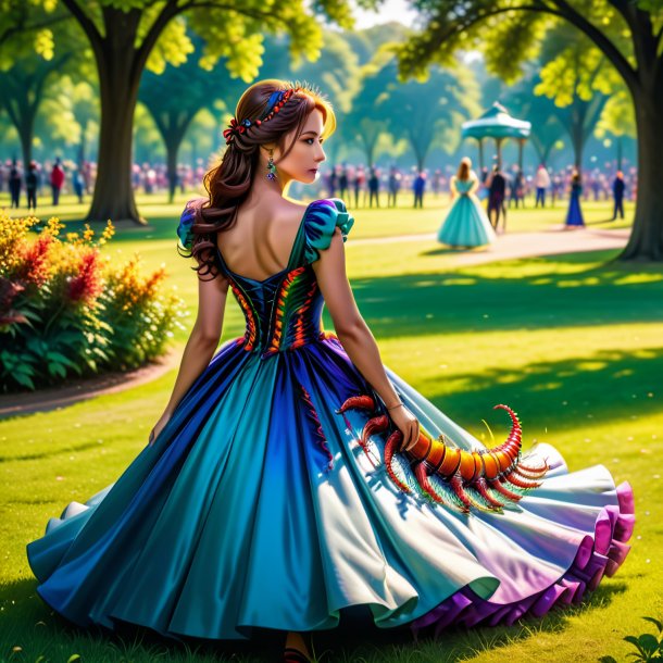 Photo of a centipede in a dress in the park