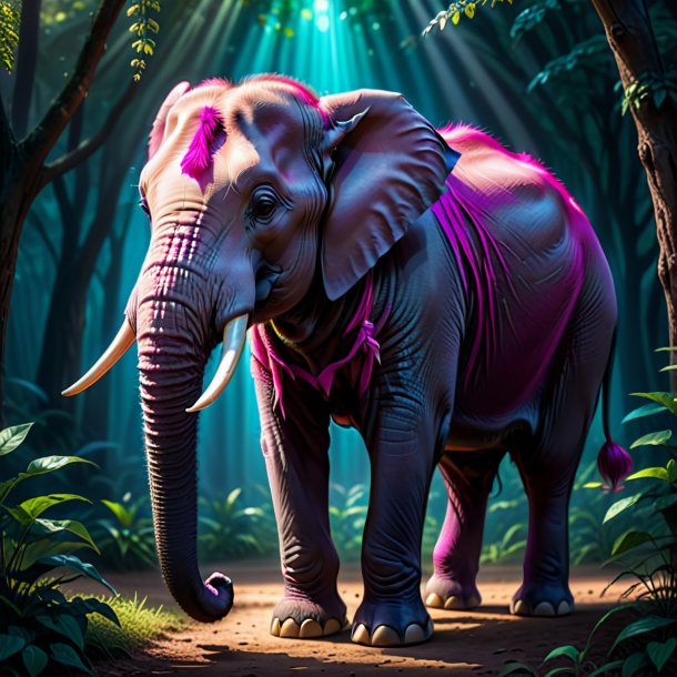 Foto de um elefante à espera de fúcsia