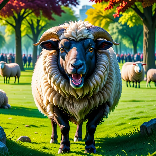 Image d'une colère d'un mouton dans le parc