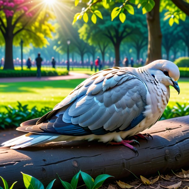 Foto de um sono de uma pomba no parque