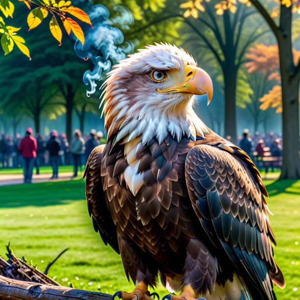 Foto de un fumar de un águila en el parque