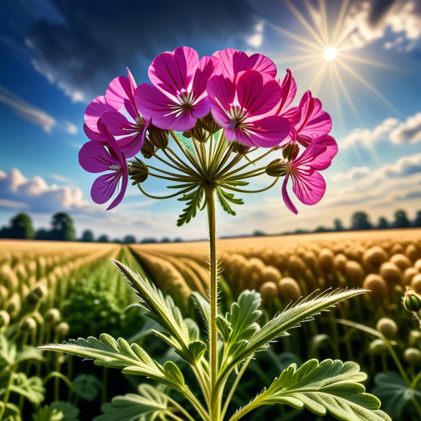 "illustration of a wheat geranium, clouded"