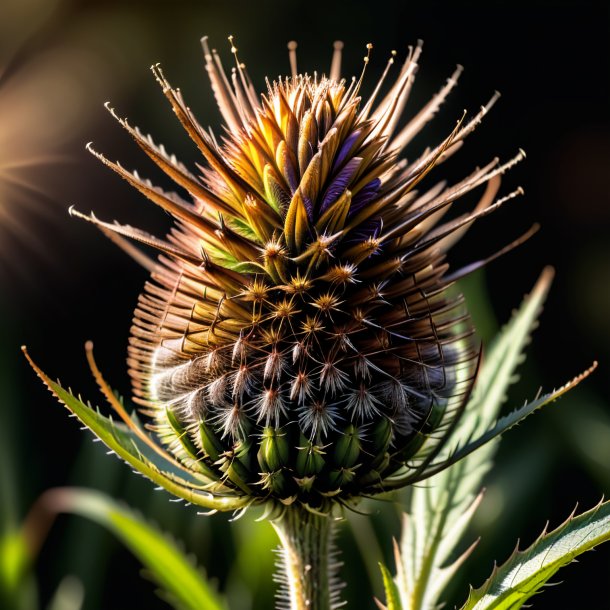 Photography of a brown teasel