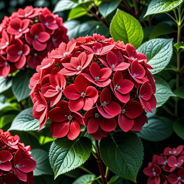 Photo d'une hortensie rouge