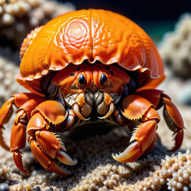 Image of a hermit crab in a orange jeans