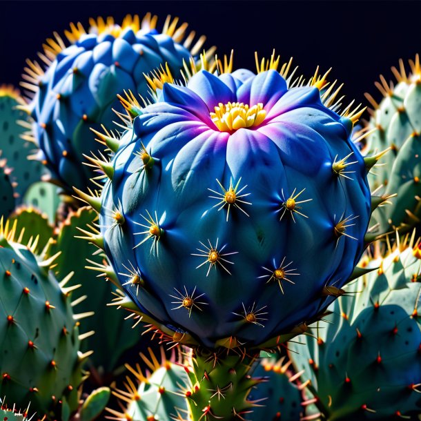 Drawing of a blue prickly pear