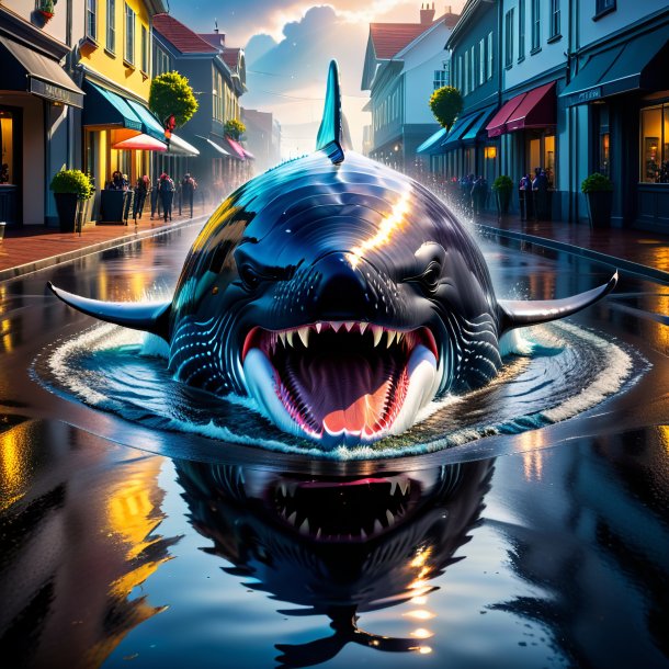 Image of a angry of a whale in the puddle