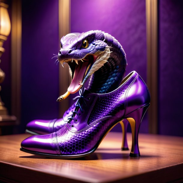 Photo d'un cobra dans des chaussures violettes