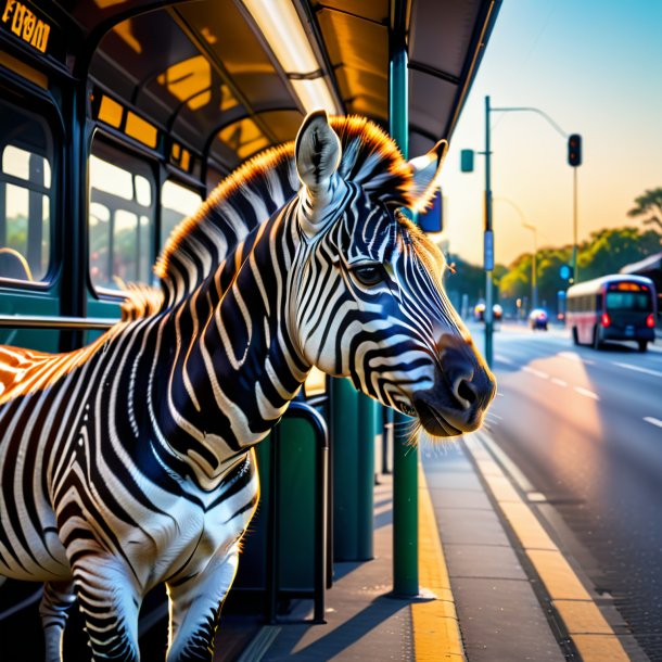 Pic of a drinking of a zebra on the bus stop