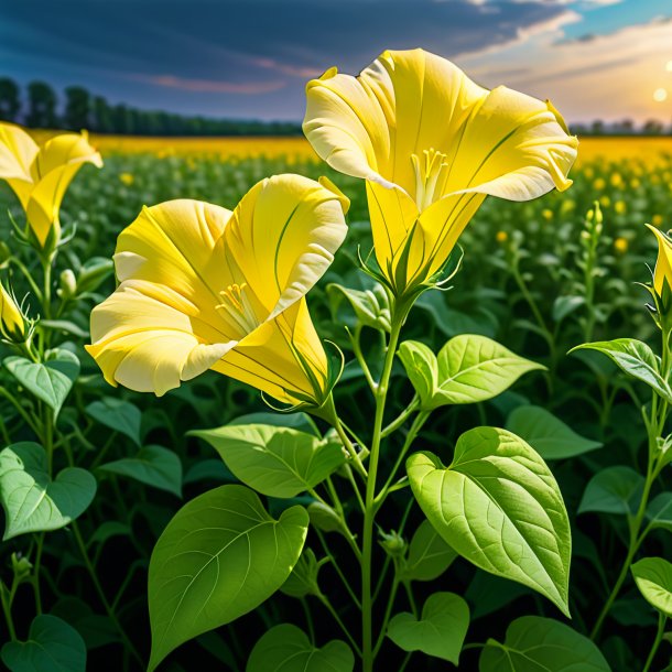 "drawing of a yellow bindweed, field"