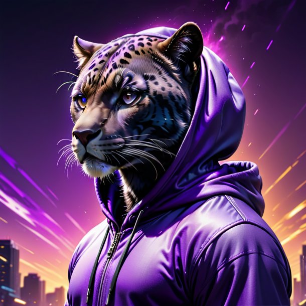 Imagem de uma pantera em um hoodie roxo