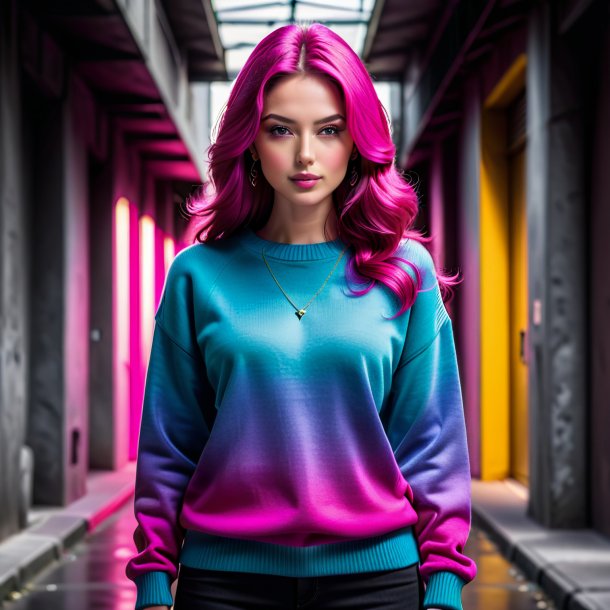 Image d'un pull fuchsia du béton