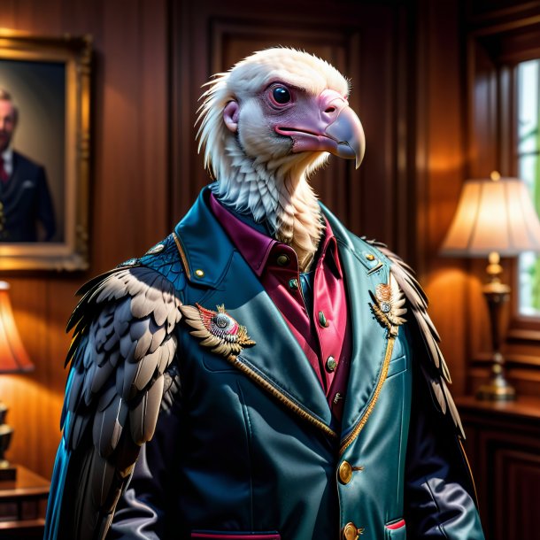 Picture of a vulture in a jacket in the house