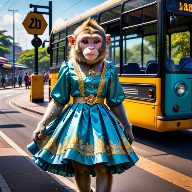 Image d'un singe dans une robe sur l'arrêt de bus