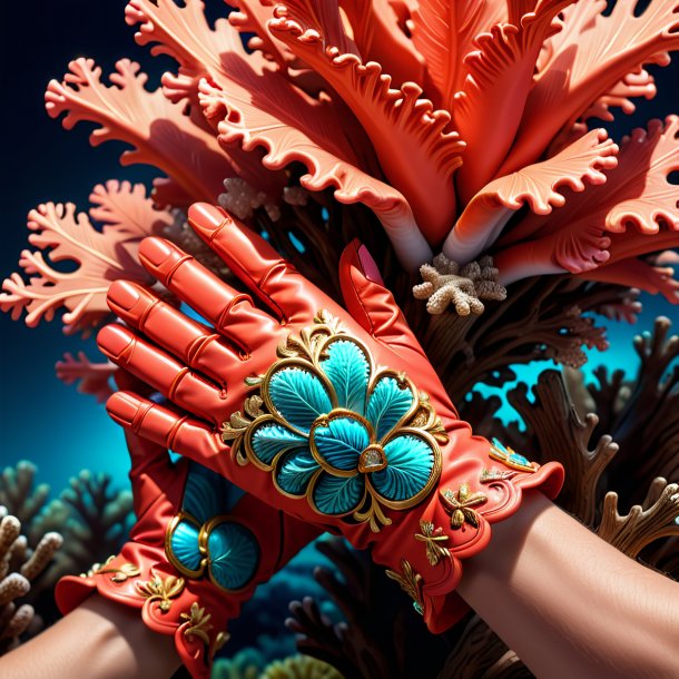 Ilustración de los guantes de coral de madera