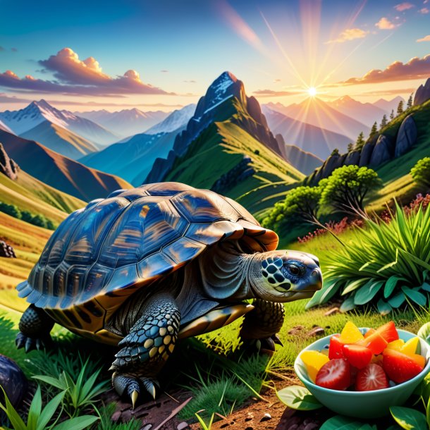 Image d'un repas d'une tortue dans les montagnes